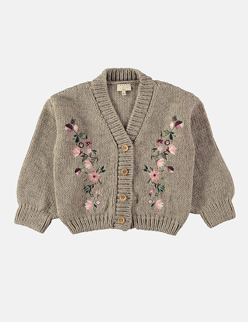 [COCO AU LAIT] ROSE SMOKE KNIT EMBROIDERED CARDIGAN