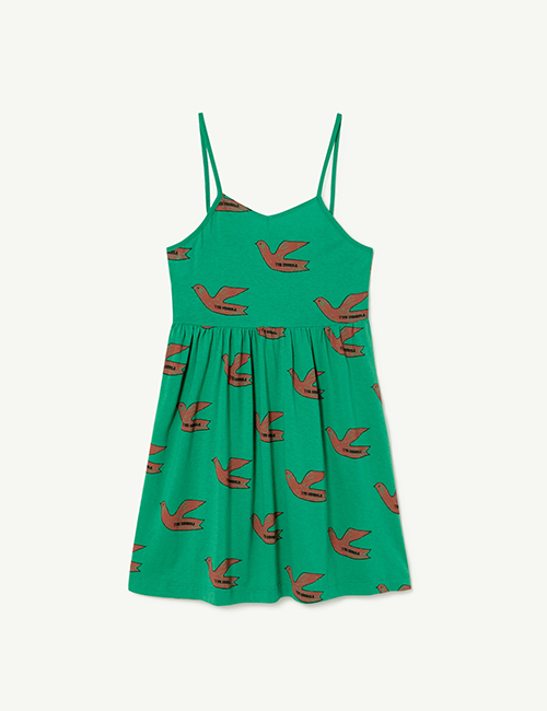 [The Animals Observatory]  Green Birds Otter Dress[4Y,6Y,10Y,12Y]