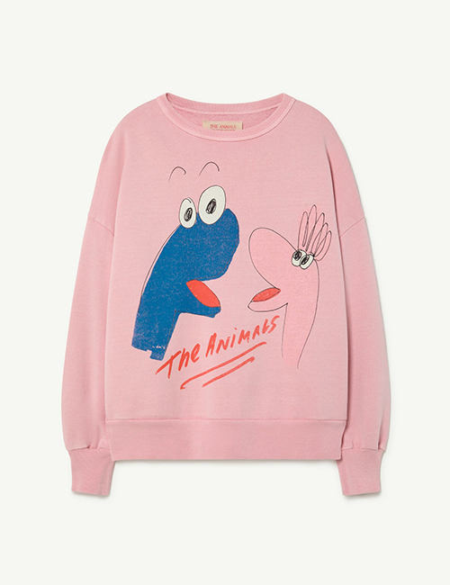[The Animals Observatory]  Pink Puppets Bear Oversize Sweatshirt [14Y]