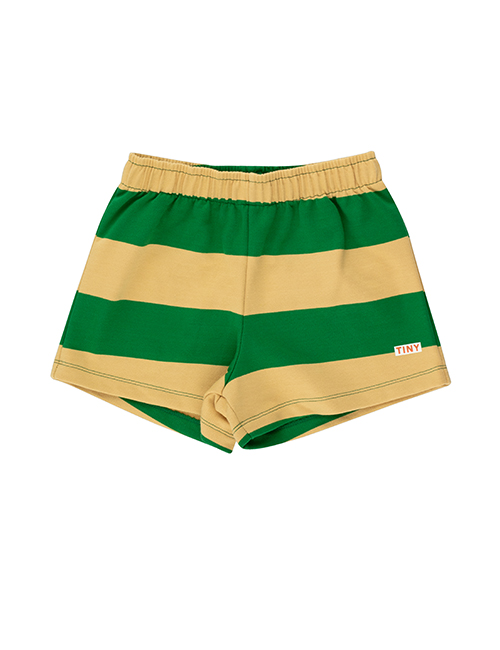 [TINY COTTONS]  TINY STRIPES SHORT _ pale ochre/pine green [3Y, 4Y, 10Y]