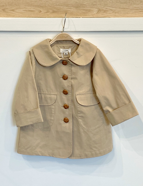 [MES KIDS DES FLEURS]Long trench coat _ Khaki [100% cotton] [90,100,110]