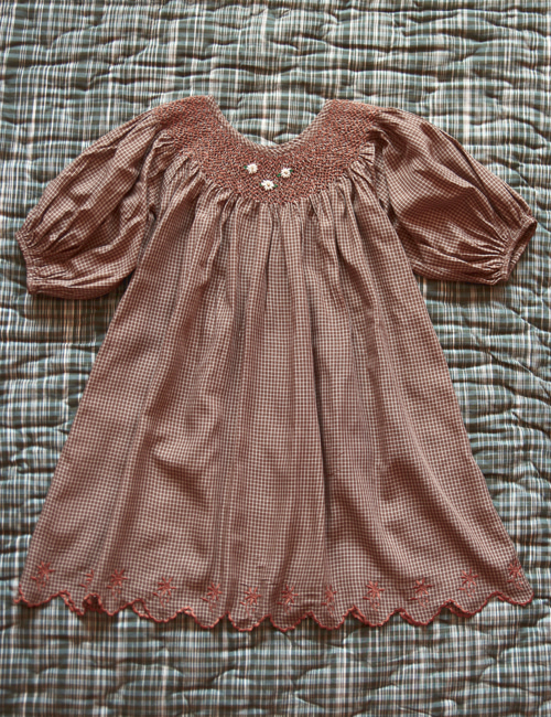 [BONJOUR DIARY] Butterfly dress with balloon sleeve _ Caramel check