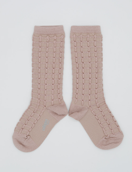 [COLLEGIEN]Textured Checked-knit Knee-high Socks (No.331)[24/27, 28/31, 32/35]