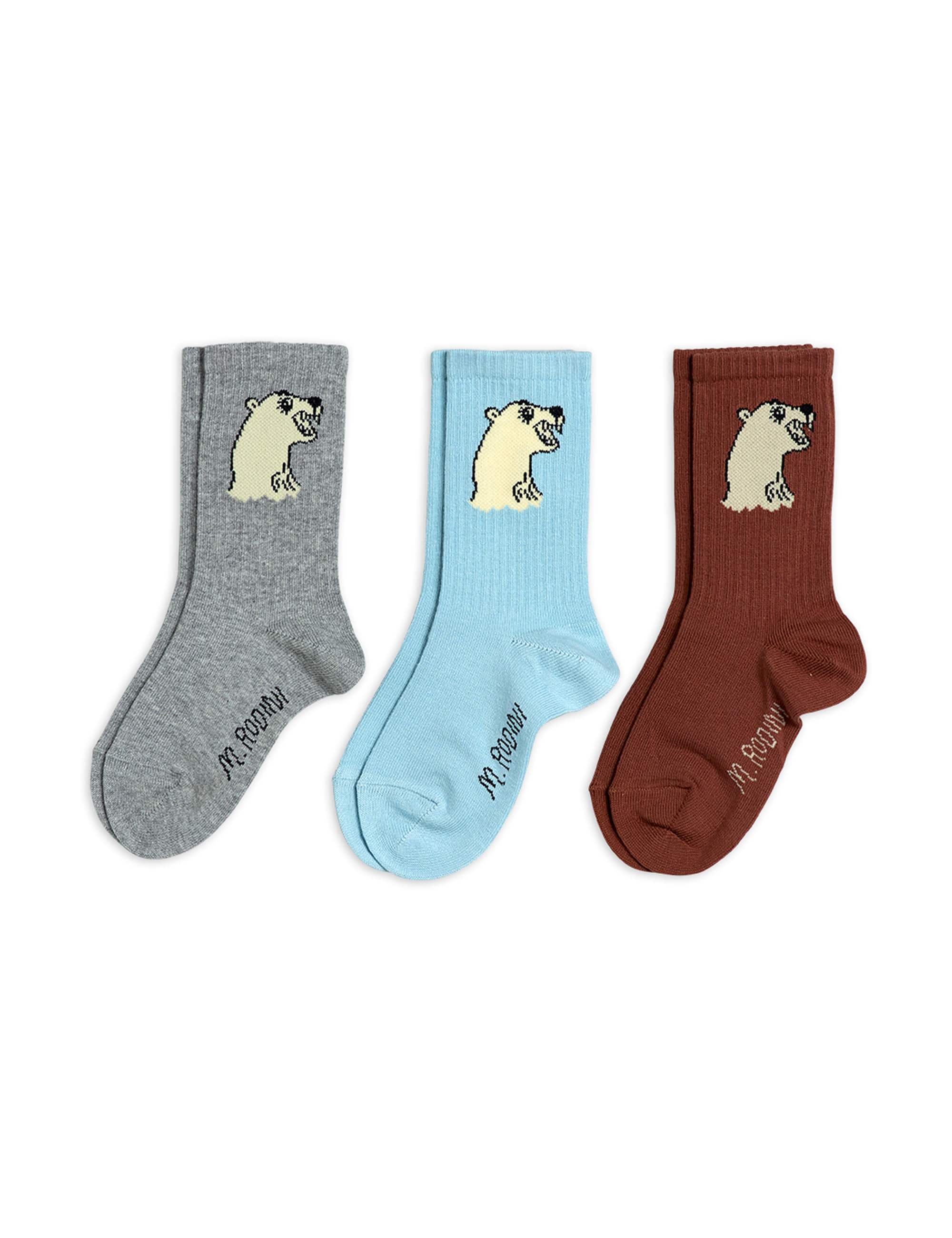 [MINI RODINI]Polar bear socks 3-pack _ Multi