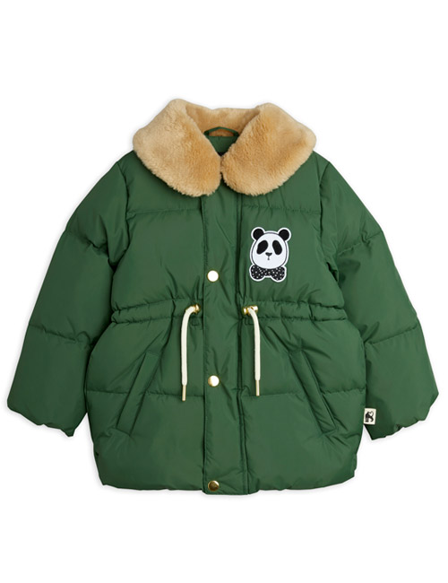 [MINI RODINI] Panda puffer jacket_Dark Green
