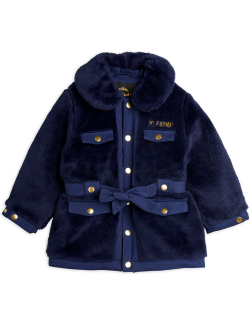 [MINI RODINI] Faux fur jacket_Navy