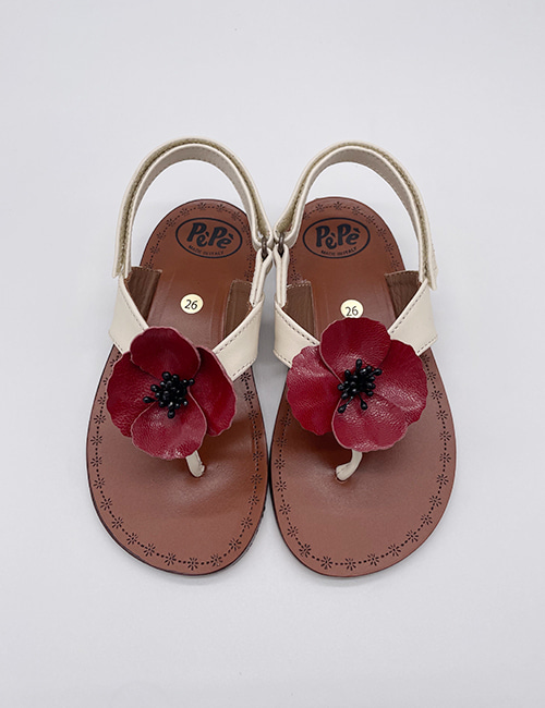 [PEPE SHOES]1235 Flower Sandals _ burro/rosso[27]
