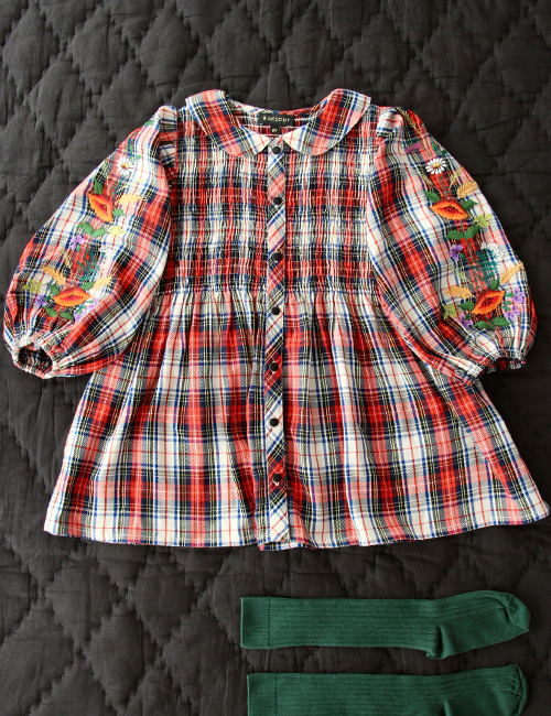 [BONJOUR DIARY] TUNIQUE BLOUSE _ Red check
