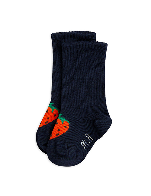 [MINI RODINI]  Strawberries baby socks _ Blue