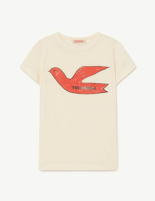 [The Animals Observatory]  White Red Bird Hippo T-Shirt[2Y,3Y,4Y,6Y,8Y,10Y,12Y]