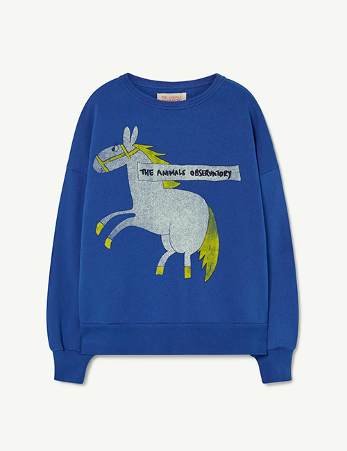 [The Animals Observatory]  Deep Blue Horse Bear Oversize Sweatshirt