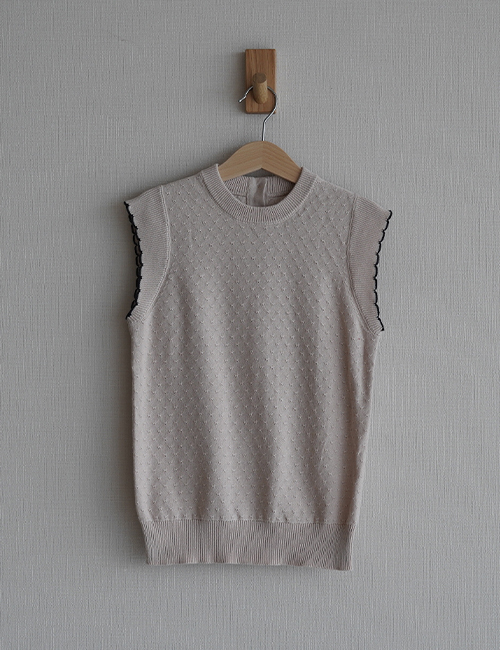 [ MES KIDS DES FLEURS] knit vest _ Beige (100%Cotton) [S, M]