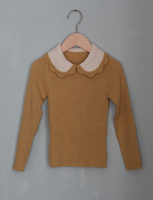 [MES KIDS DES FLEURS] Petal-neck sweater _ Yellow (90%Mercerized wool 10%Cashmere )[XS,S,M]