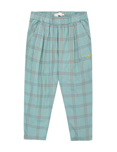 [Tiny Cottons]CHECK PLEATED PANT _ sea green/red