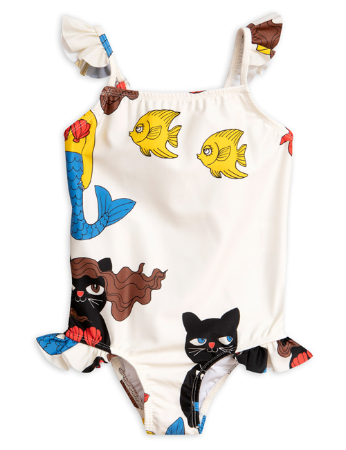 [MINI RODINI] Cat mermaid Wing swimsuit  _ Offwhite