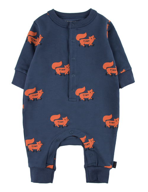 [TINY COTTONS]  “FOXES” ONE-PIECE _ light navy/sienna