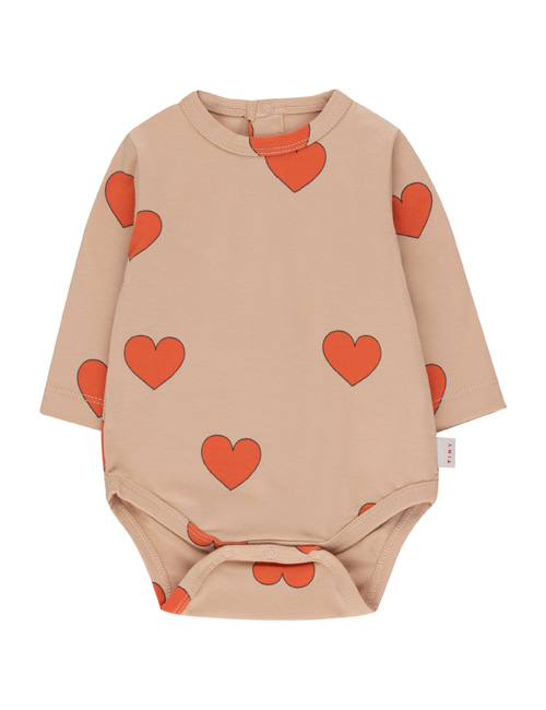 [TINY COTTONS]  “HEARTS” BODY _ light nude/red