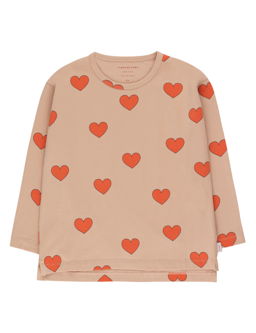 [TINY COTTONS]  “HEARTS” TEE _ light nude/red