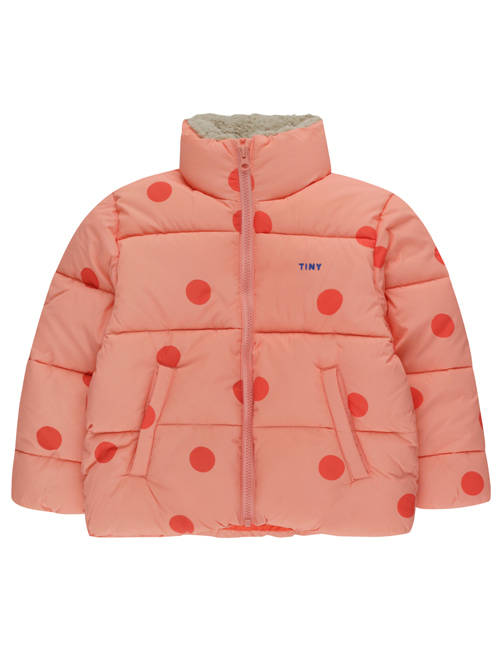 [TINY COTTONS] “BIG DOTS” PADDED JACKET _ peachy red/red
