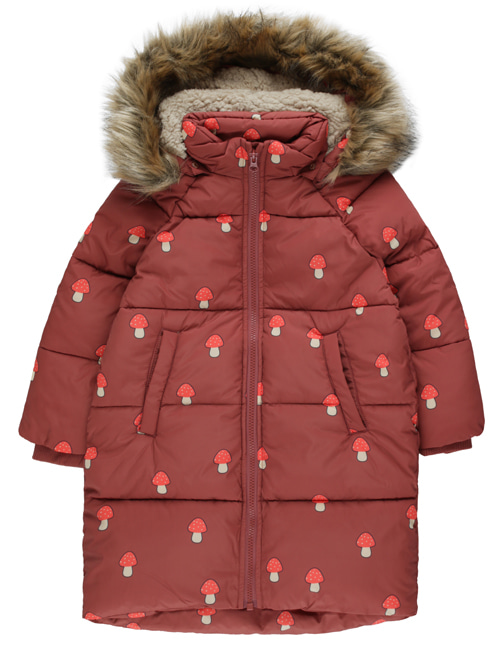 [TINY COTTONS] “MUSHROOMS” PADDED JACKET _ dark brown/red