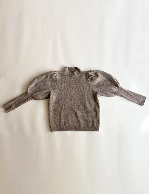 [MES KIDS DES FLEURS] Cashmere puff sleeve sweater _ taupe[XS, S]