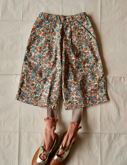 [BONJOUR DIARY]Large Pants _ Small Blue flowers print[4Y]