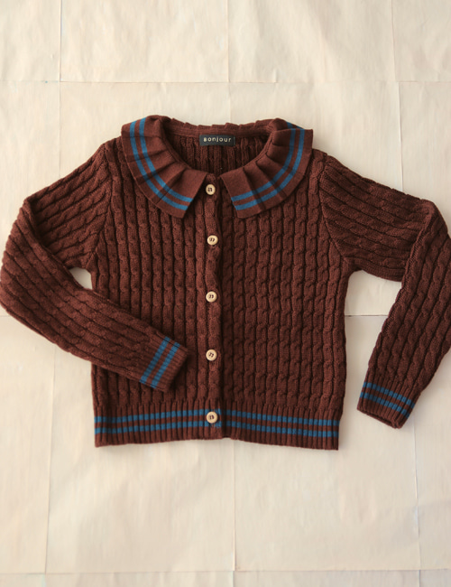 [BONJOUR DIARY]Knitted Cardigan brown twist [8Y]