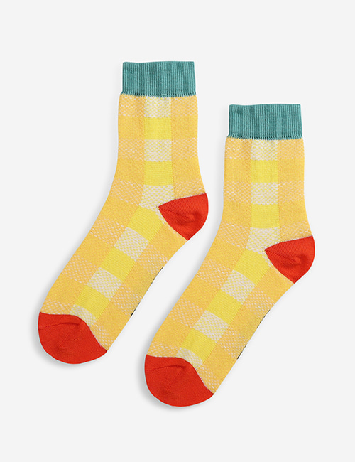 [BOBO CHOSES]  Yellow checkered short socks [26-28]