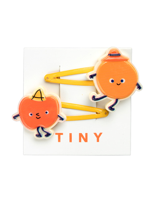 [TINY COTTONS]  FRUITS HAIR CLIPS SET _ orange/summer red