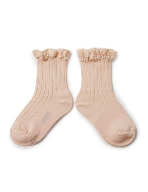 [COLLEGIEN] Lace Trim Ribbed Ankle Socks (N0.590)[24/27, 28/31, 32/35]