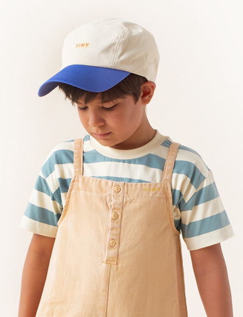 [TINY COTTONS]  MEDIUM STRIPES TEE _ pastel yellow/light teal[3Y, 10Y, 12Y]