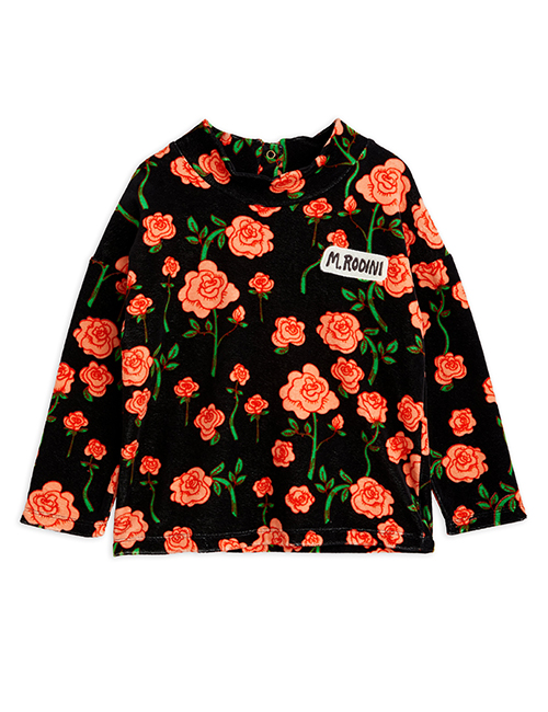 [MINI RODINI] Roses velour sweater _ Black [104/110, 116/122, 128/134]
