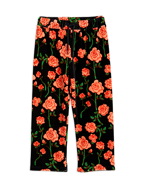 [MINI RODINI] Roses velour trousers _ Black [104/110, 116/122, 128/134]