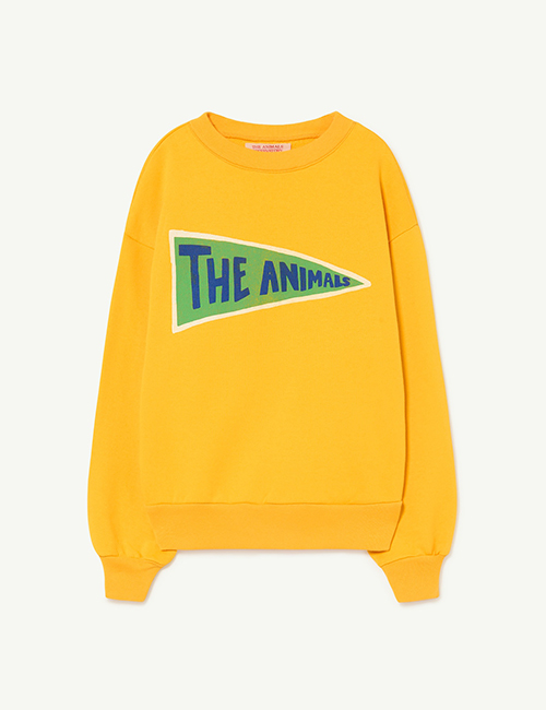 [The Animals Observatory]  Yellow Green Flag Bear Sweatshirt [ 3Y, 4Y, 12Y, 14Y]
