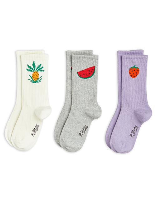 [MINI RODINI]  Fruits socks 3-pack _ Purple
