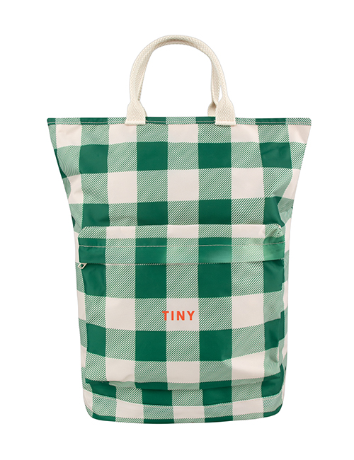 [TINY COTTONS]  CHECK TOTEPACK _ light cream/pine green