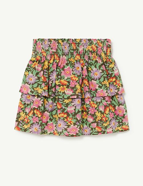 [The Animals Observatory]  Beige Flowers Kiwi Skirt
