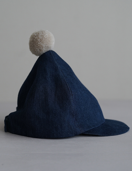 [ MES KIDS DES FLEURS] baseball cap with pompom _ Navy (80%cotton 20%Polyester)