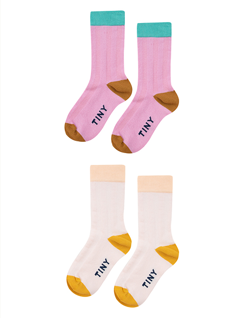 [TINY COTTONS]  BICOLOR SOCKS PACK_pink/soft pink [2Y]