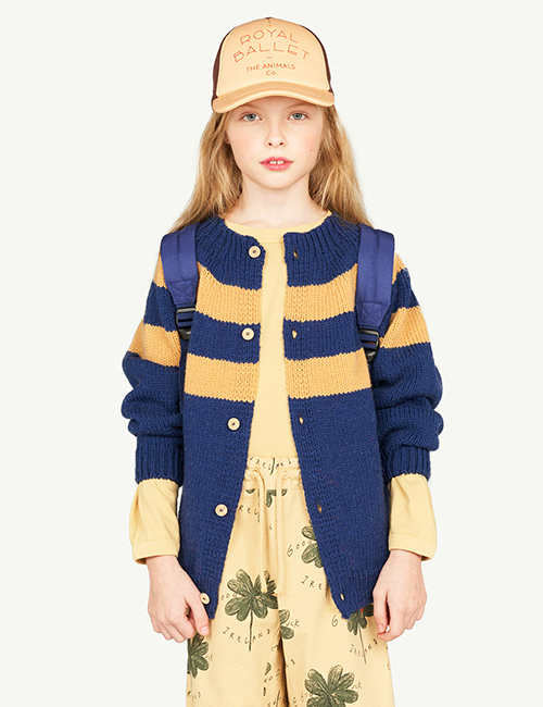 [The Animals Observatory]  TOUCAN KIDS CARDIGAN Navy_Logo [8Y, 12Y]
