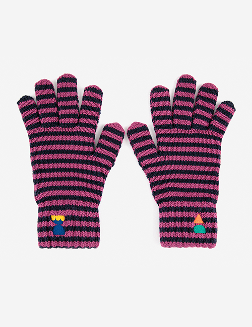 [BOBO CHOSES] Funny Friends Colored Fingers pink knitted gloves [S,M]