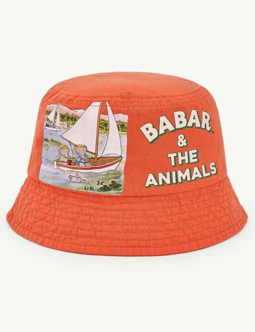 [The Animals Observatory]   STARFISH KIDS CAP Deep Orange_Elephant Boat