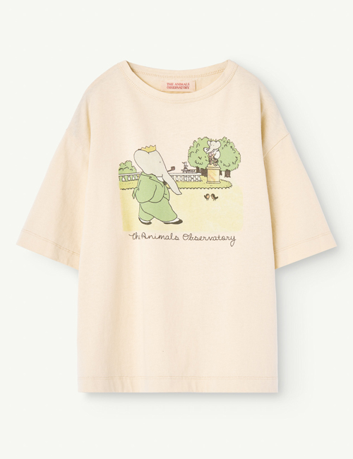 [The Animals Observatory]   ROOSTER OVERSIZE KIDS T-SHIRT Ecru_Elephant Park [ 6Y, 8Y, 10Y, 14Y]