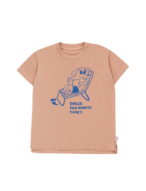 [Tiny Cottons]“READING DOG” TEE _ light nude/cerulean blue