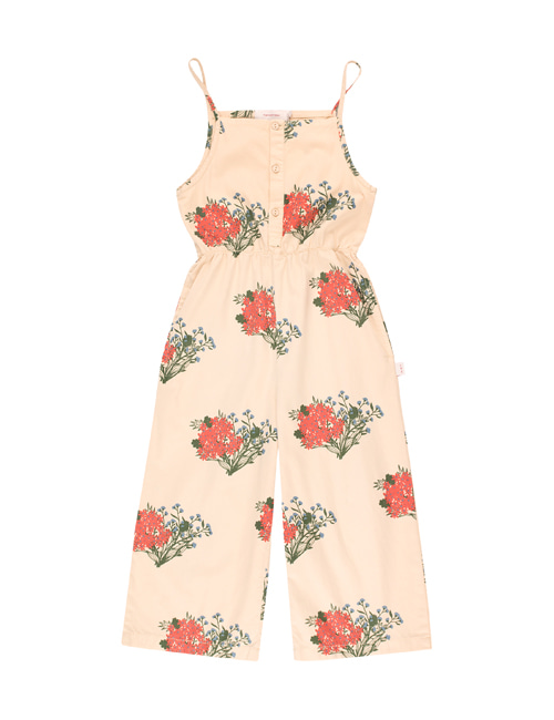[Tiny Cottons]“FLOWERS” JUMPSUIT _ cappuccino/red