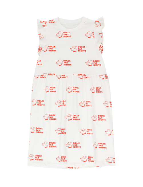 [Tiny Cottons]“DOGS” DRESS _ off-white/red