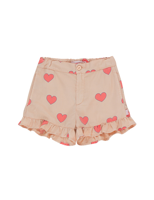 [Tiny Cottons] “HEARTS” FRILLS SHORT _ light nude/red