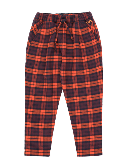 [TINY COTTONS]  CHECK PLEATED PANT _ navy/red