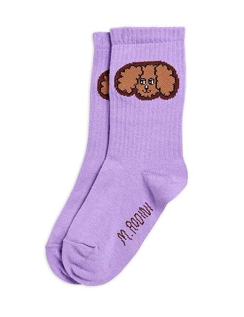 [MINI RODINI] Fluffy dog socks _ Purple