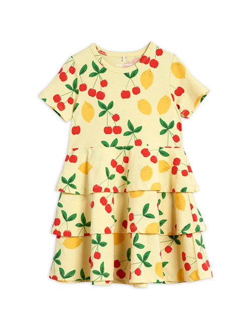 [MINIRODINI] Cherry lemonade aop ss dress_Yellow